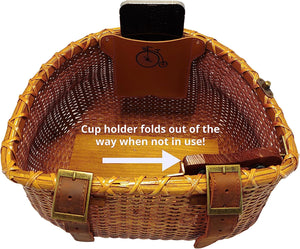Bike basket with foldable cup holder
