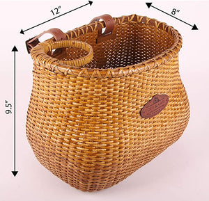 Tote & Kari Bicycle Basket Made for Front Handlebar of Adult Beach Cruiser Bike it has a Cup Holder -Classic Vintage Style Handmade Natural Woven Rattan Wicker Also fits Scooter Quick Detachable. - Tote & Kari 